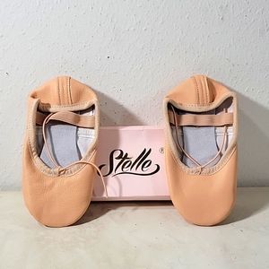 NIB Stelle Premium Authentic Leather Baby Ballet Pink Slipper/Ballet Shoes 9MT